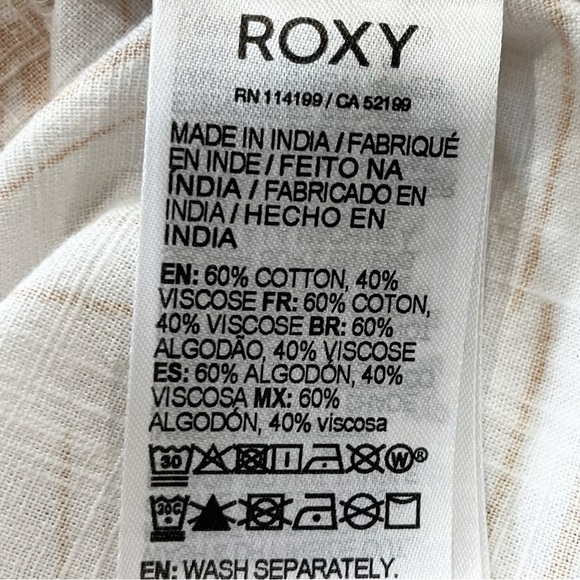 Roxy Women’s Size M Peach Romper Summer Beach Pockets Toast Palm Tree Dreams - Picture 8 of 9